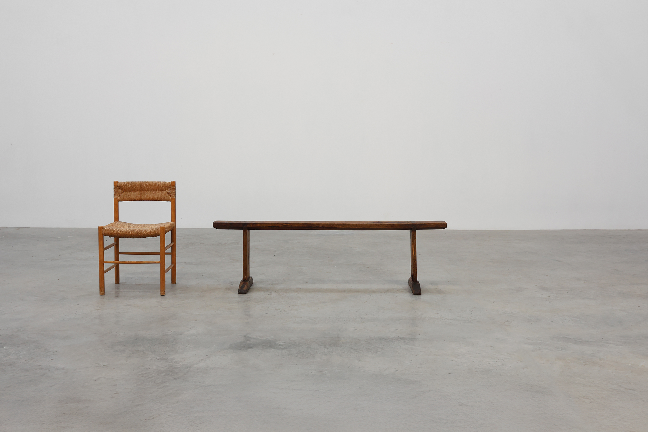 Rustic farmhouse bench in oak, France ca. 1820thumbnail